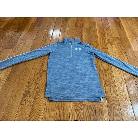 Boys Under Armor Combine Gray Training Cold gear 1/2 zip up pullover long sleeve - Picture 2 of 6